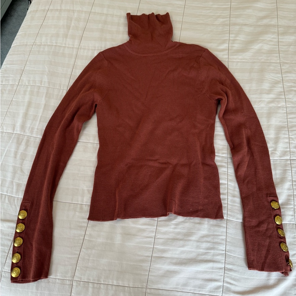 A.L.C. turtleneck sweater, size L, gold buttons. Perfect condition, worn once.